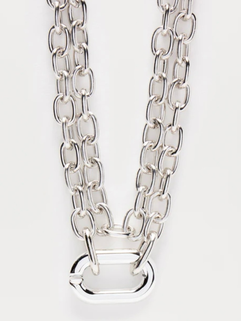 Chunky Silver Chain Link Choker Necklace - Women's Jewelry - Picture 6 of 6